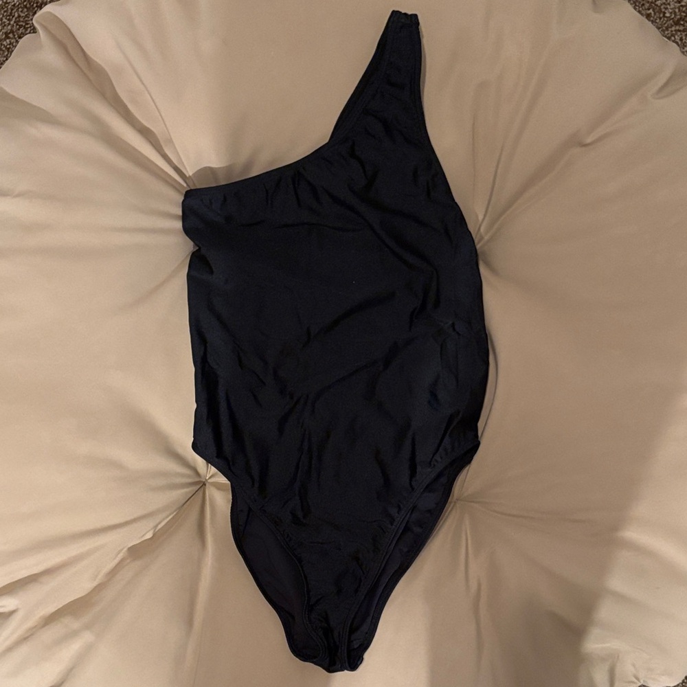 American Apparel Black One-Shoulder Swimsuit